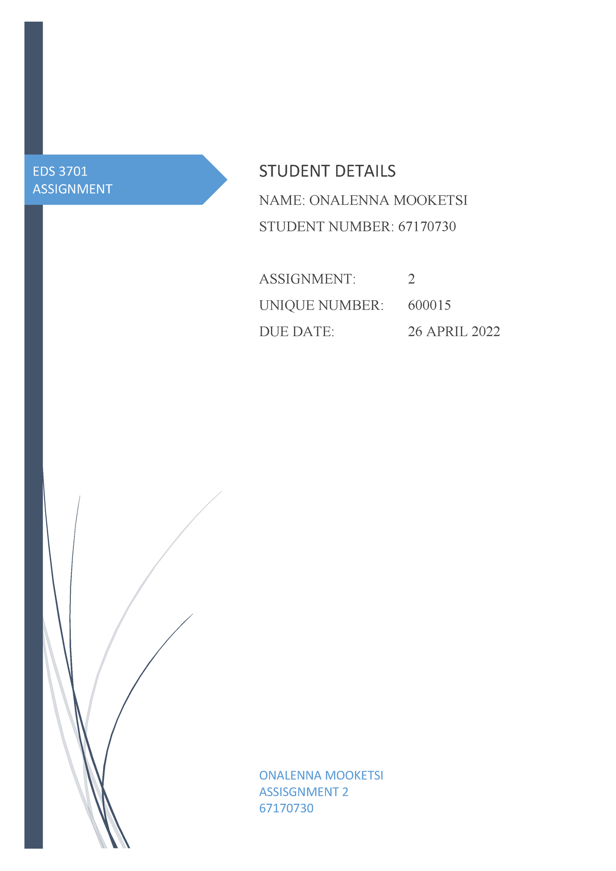 unisa assignment structure