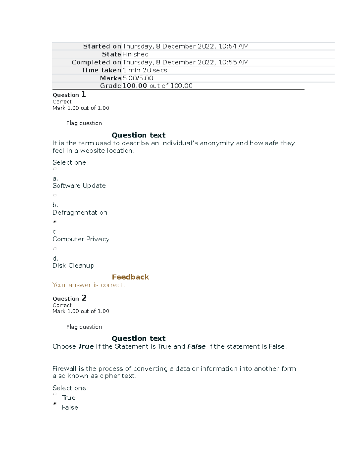 Final Lab Quiz 1 - goods - Started on Thursday, 8 December 2022, 10:54 ...
