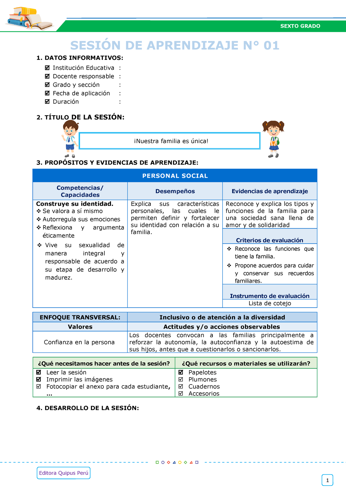 2.- Sesiones De Aprendizaje - EDA III Semana 1 - Editora Quipus Perú ...