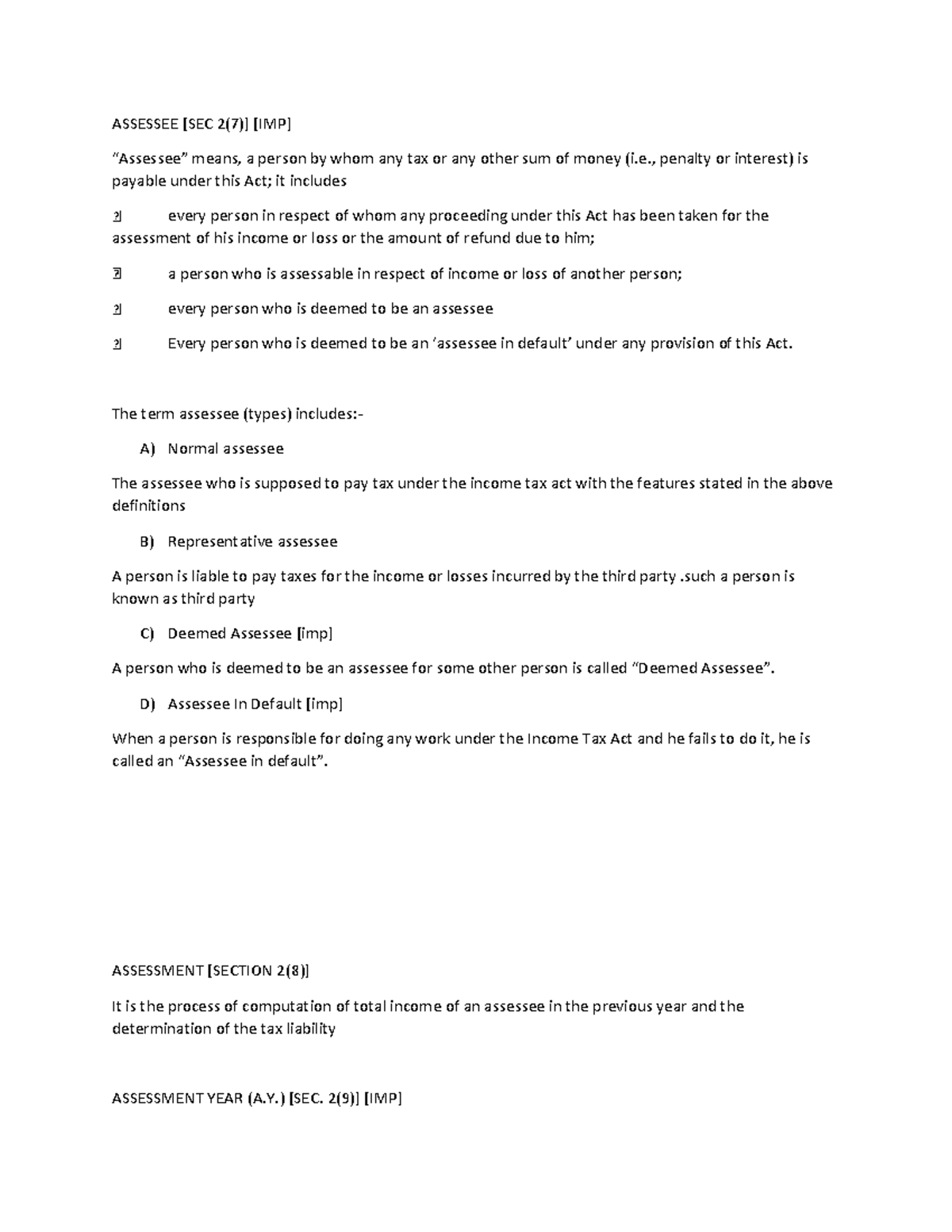 Document - It Discussing The Main Terms In Income Tax - ASSESSEE [SEC 2 ...