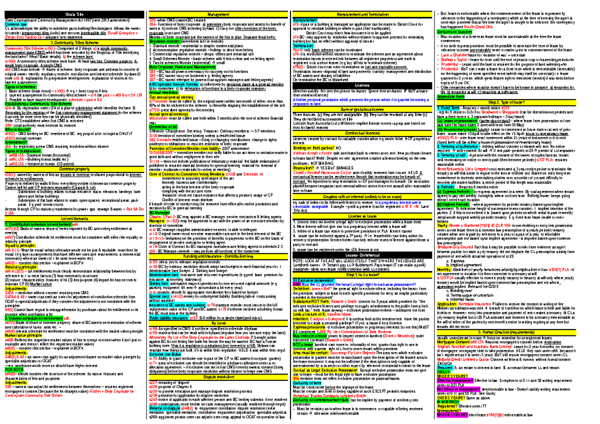 Property B Template - Strata Title Body Corporate and Community ...