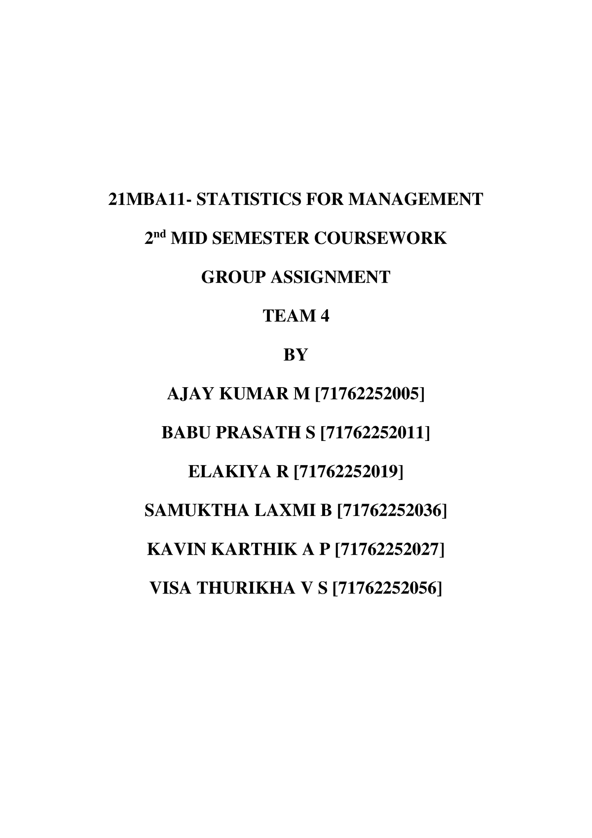 statistics assignment for mba students