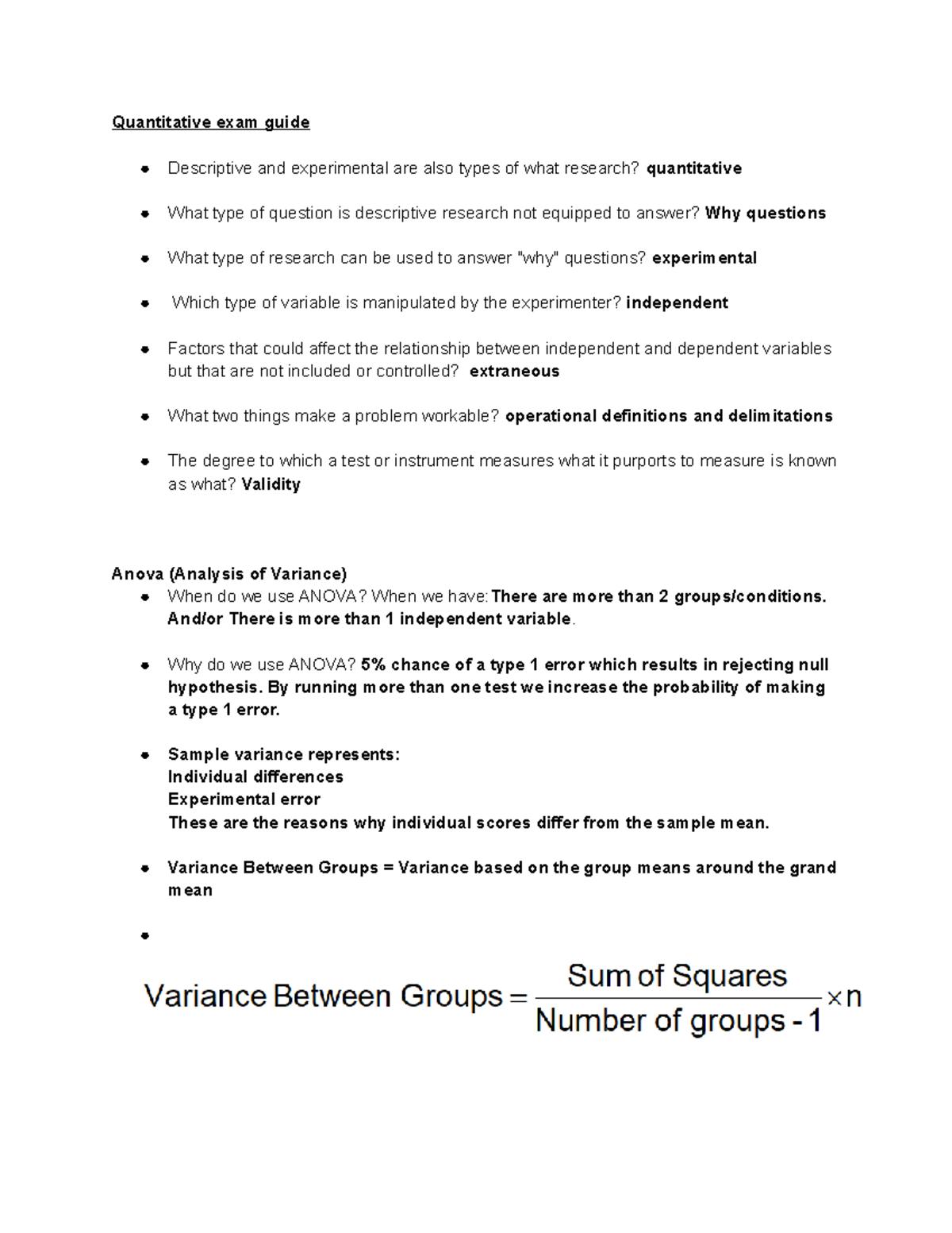 Quantitative exam guide Research Methods (Y1) - Quantitative exam guide ...