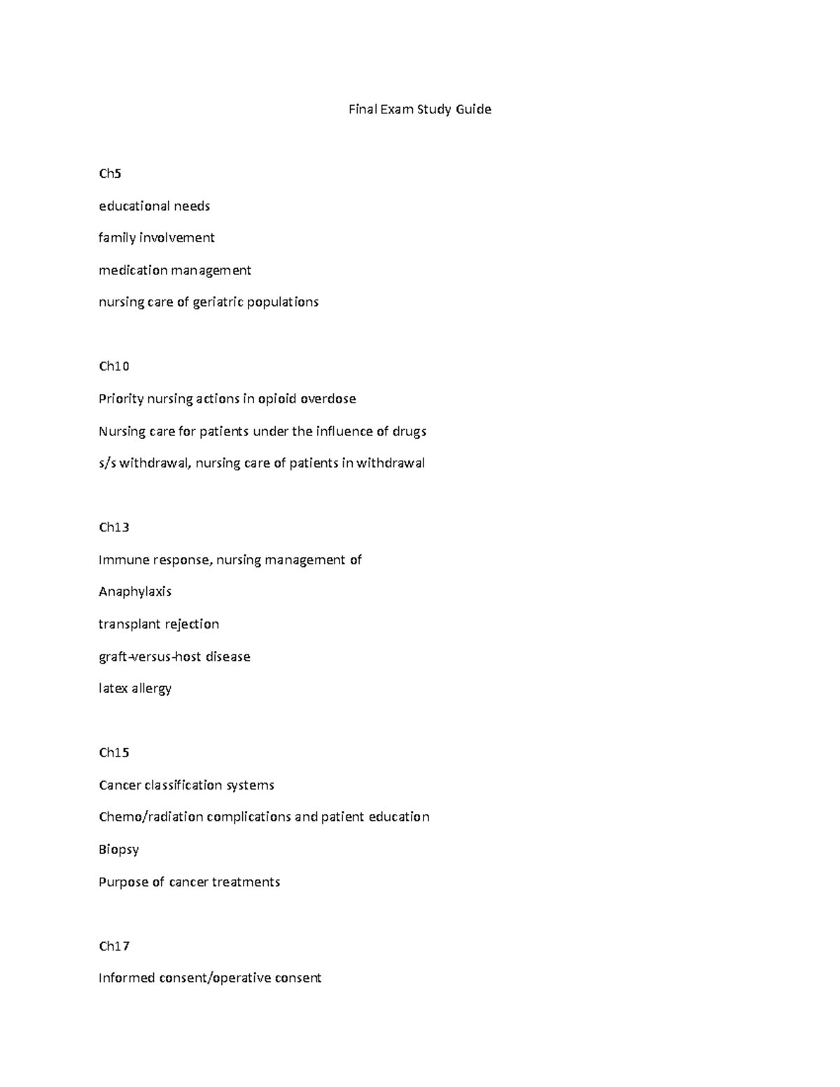 Final Exam Study Guide 2023 - Final Exam Study Guide Ch educational ...