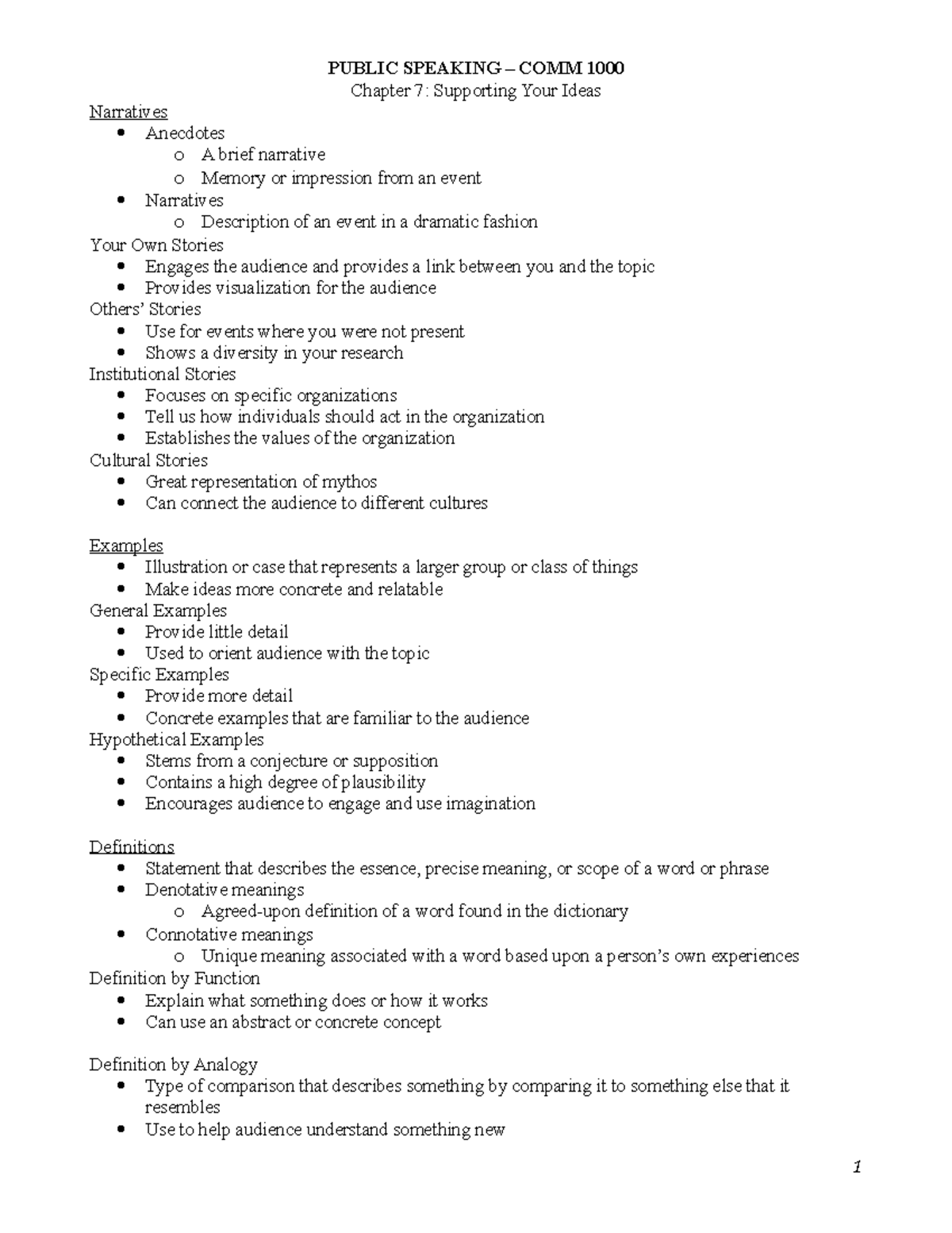 Chapter 7 - comm 1000 - PUBLIC SPEAKING – COMM 1000 Chapter 7 ...