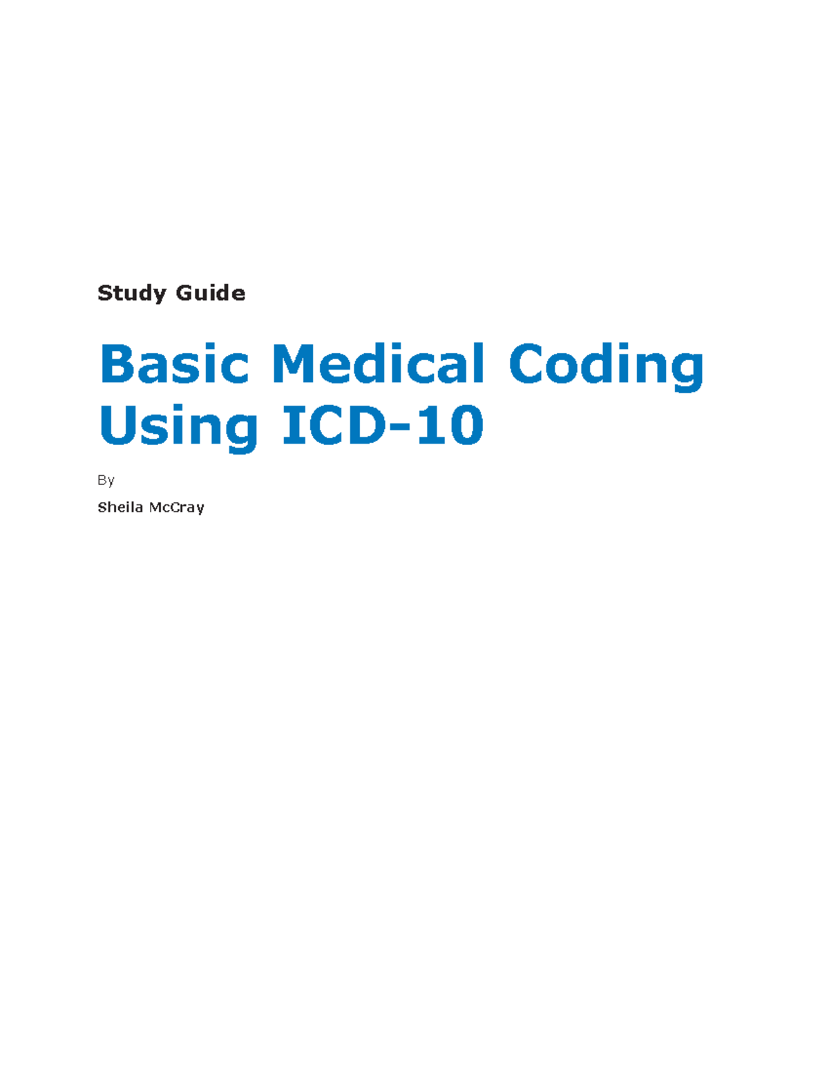 Basic Medical Coding - HEALTH SYSTEMS MANAGEMENT - Study Guide Basic ...