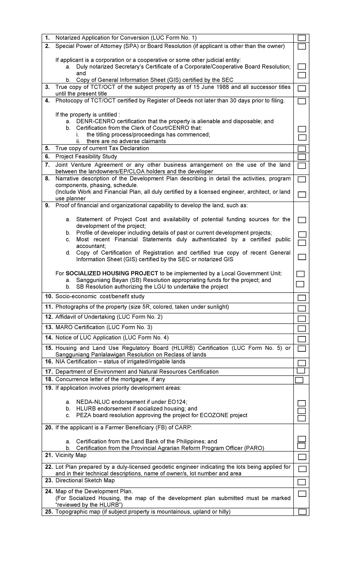 Conversion Checklist - Notarized Application for Conversion (LUC Form ...