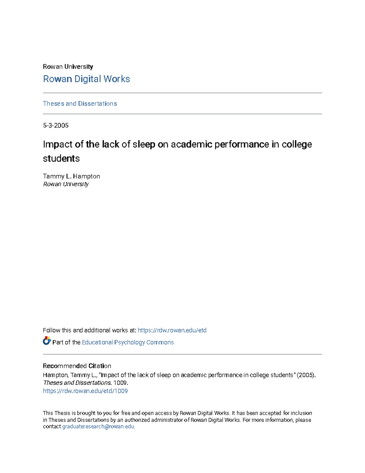 Impact of the lack of sleep on academic performance in college st ...