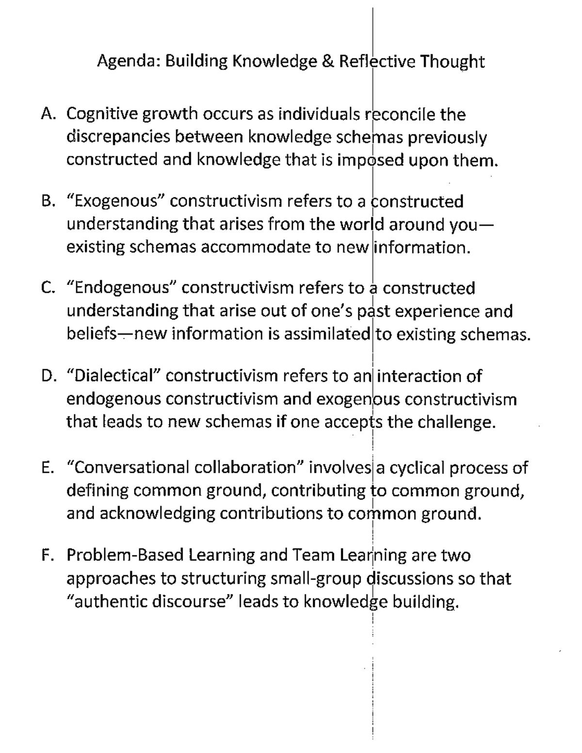 Lecture Agenda for Chapter 9 Constructivsm and Handouts ABC - PSY 2563 ...