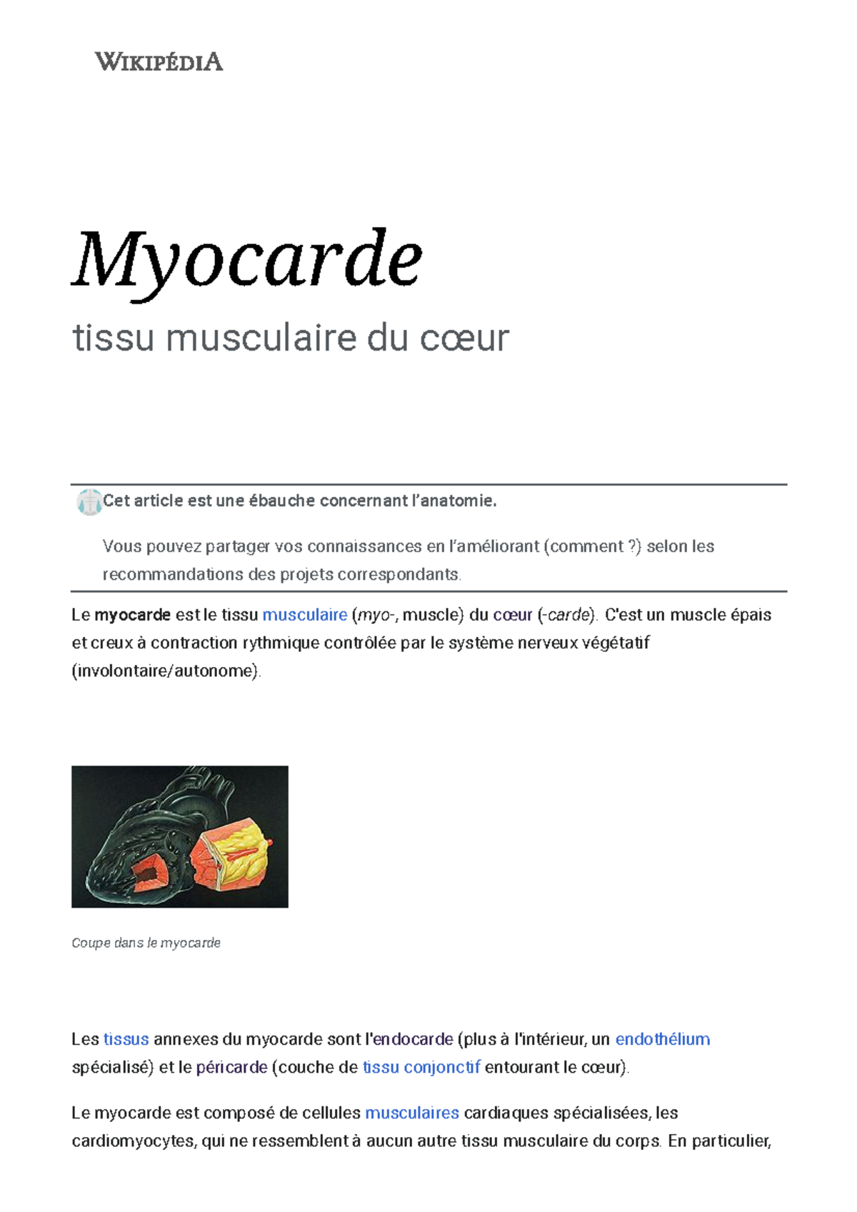 Myocarde Wikip dia Good Article For Students Ans Teachers Thanks You Very Much My Traders 