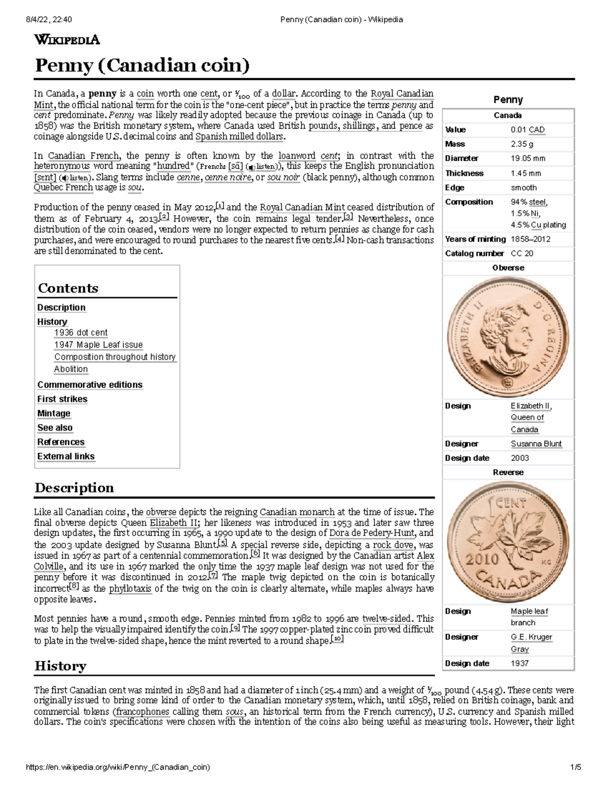 Penny (Canadian coin) - Wikipedia - Penny Canada Value 0 CAD Mass 2 g ...