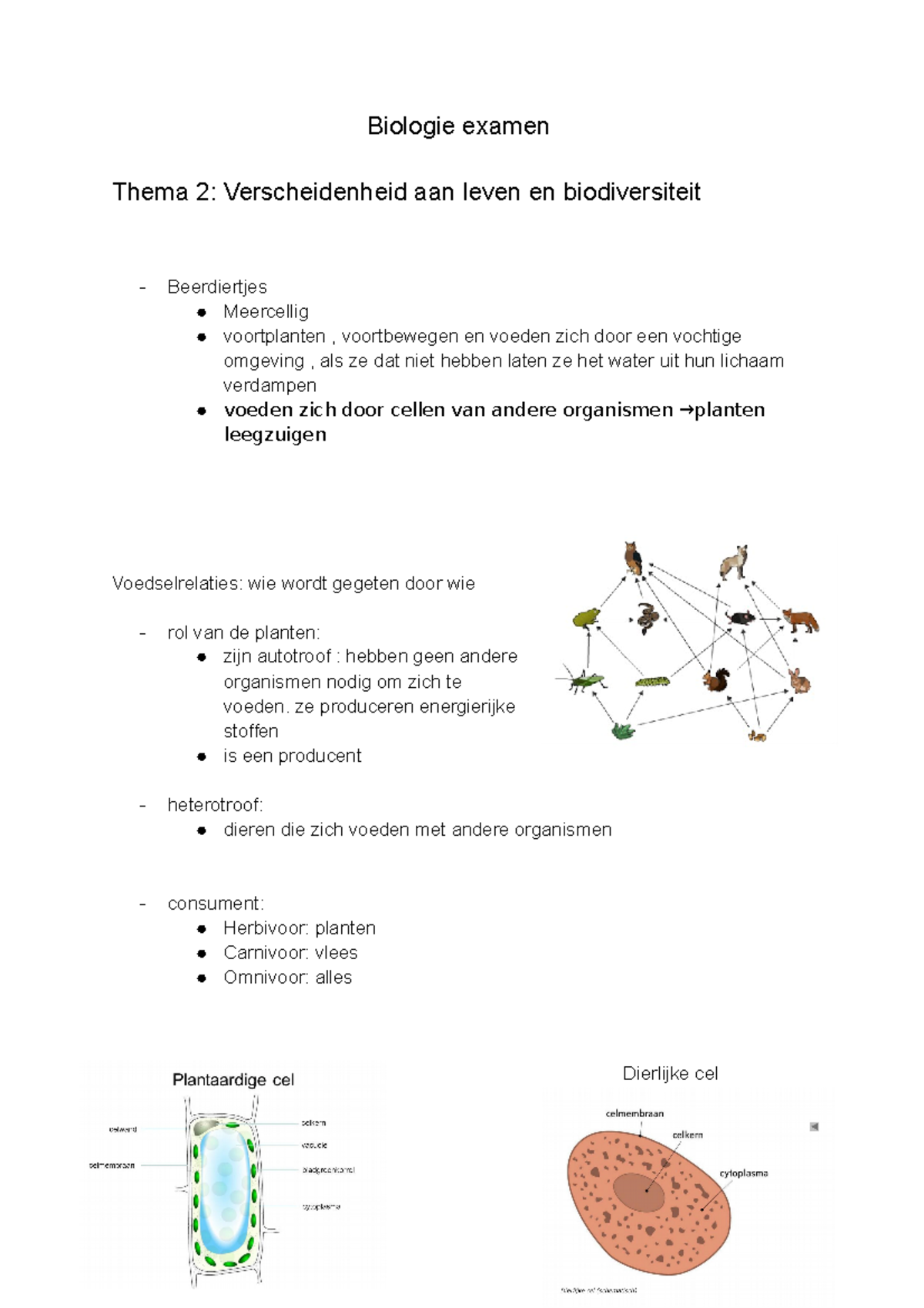 Biologie Examen - Bio - Biologie Examen Thema 2: Verscheidenheid Aan ...