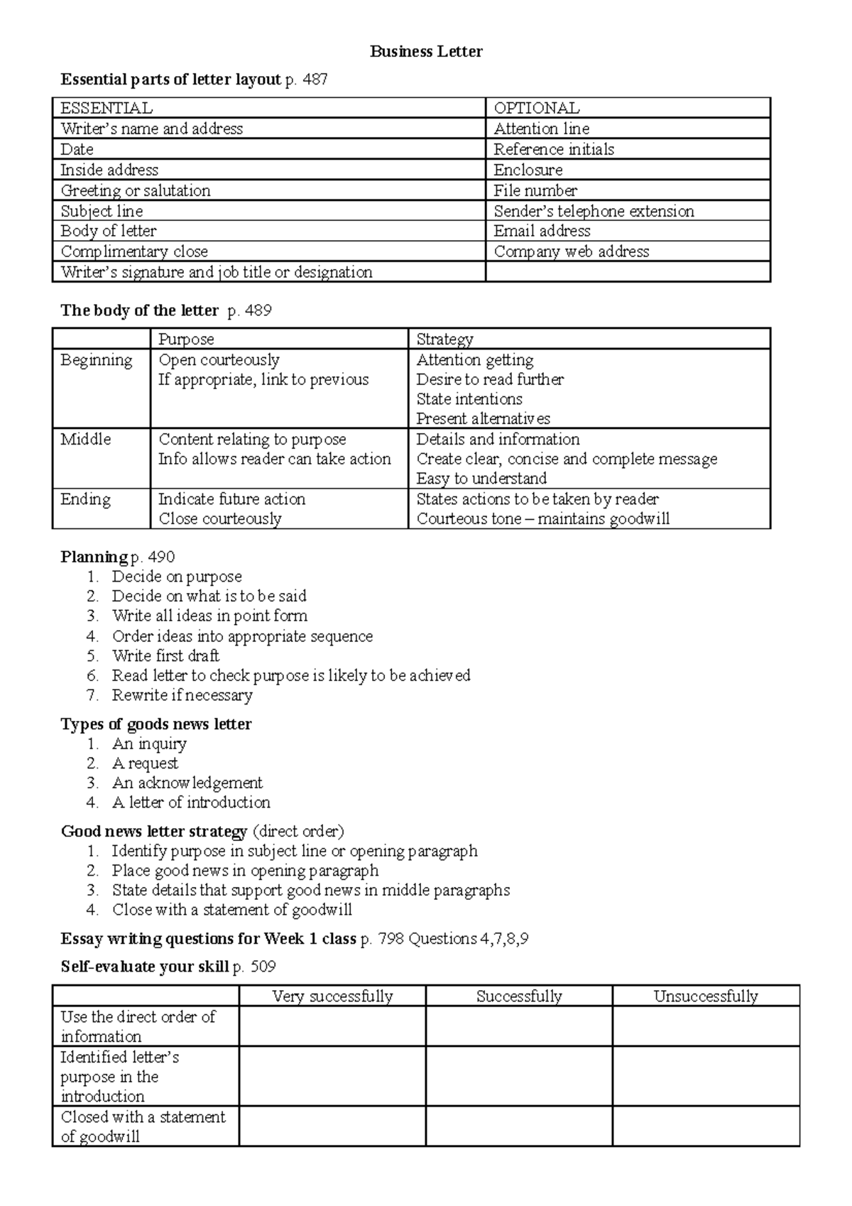 Week 1 Business Letter Lecture notes, lecture Week 1 - Business Letter ...