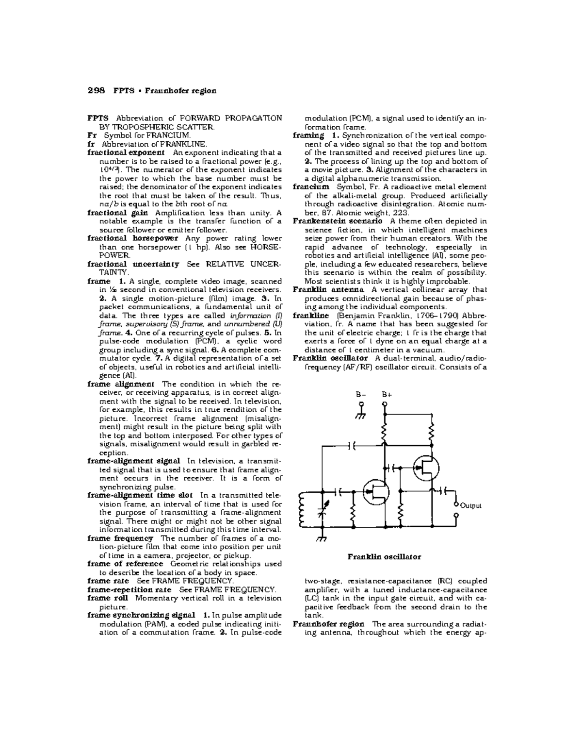 Dictionary of Electronics105 FPTS Abbreviation of FORWARD