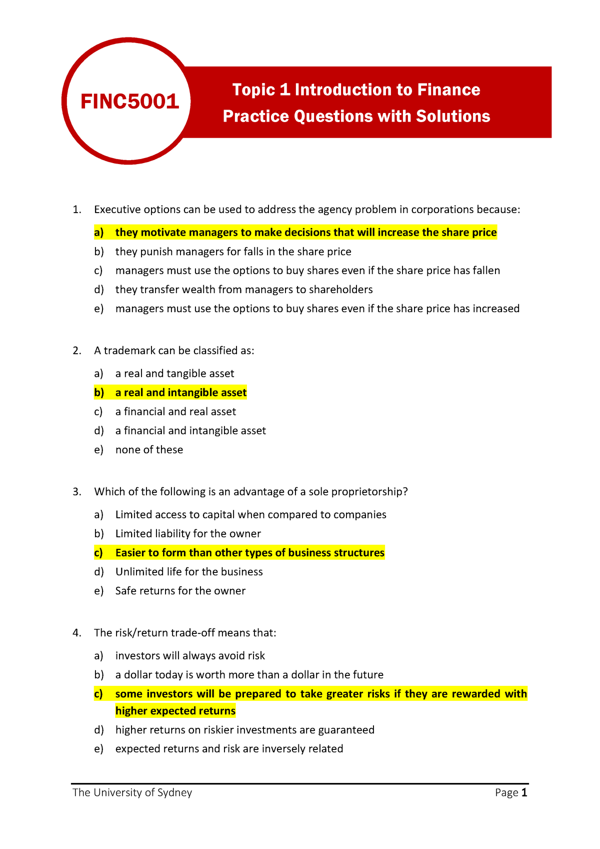 Topic 1 Practice Questions With Solutions - Warning: TT: Undefined ...