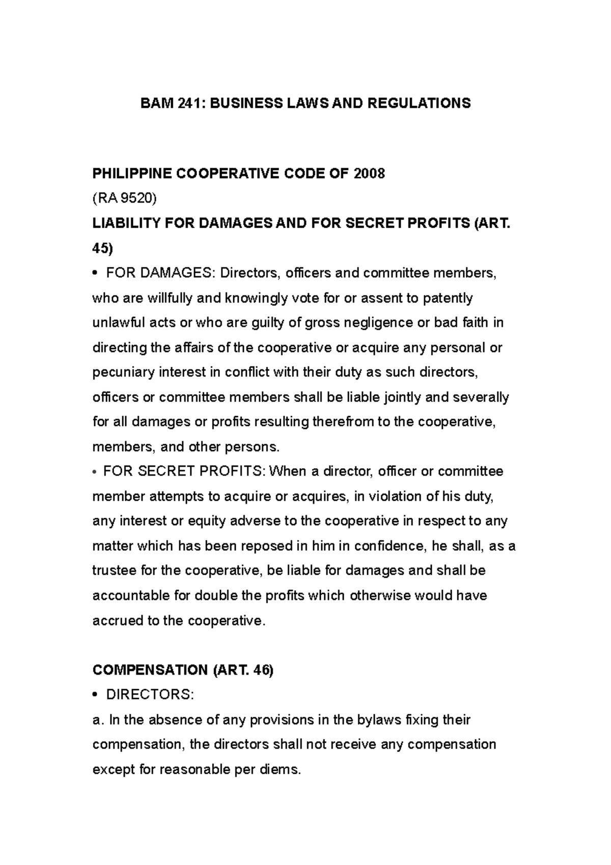 BAM 241 Business LAW AND Regulation BAM 241 BUSINESS LAWS AND