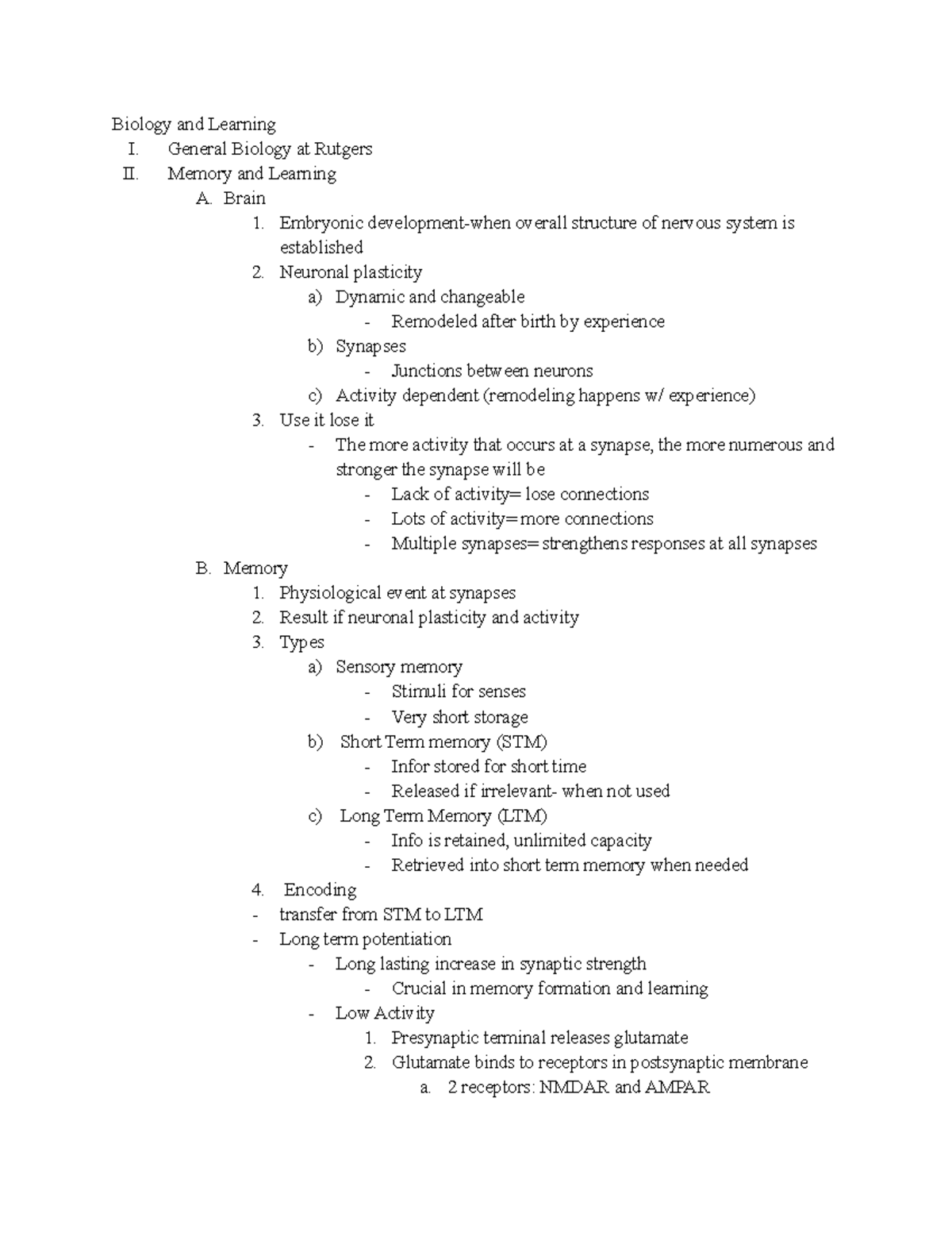 1 Biology And Learning - Lecture Notes 1 - Biology And Learning I ...