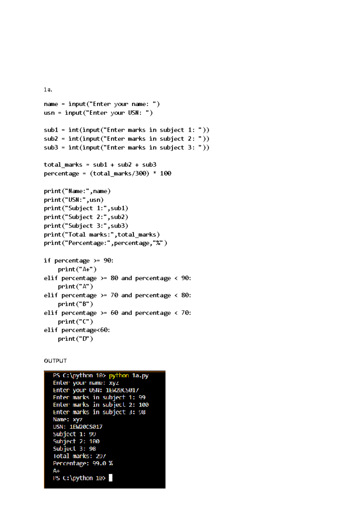 Python all lab progs - practice programs - 1a. name = input("Enter your ...