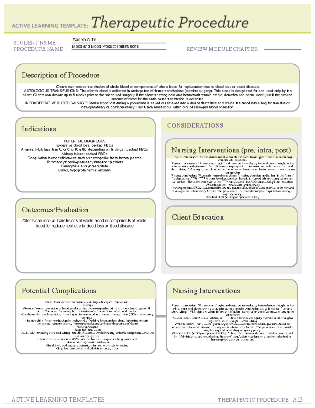 Blood Transfusion Ati Template