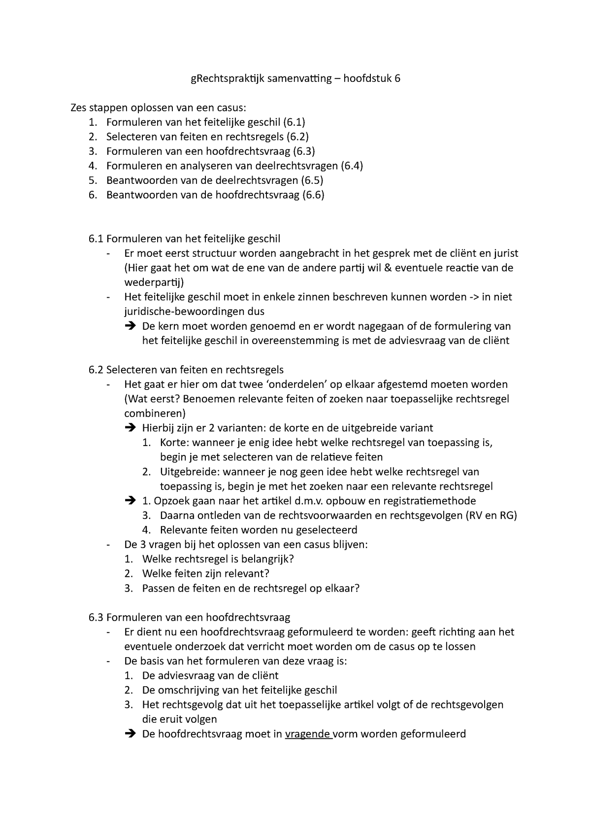 Rechtspraktijk Sv H6 Samenvatting Juridische Vaardigheden