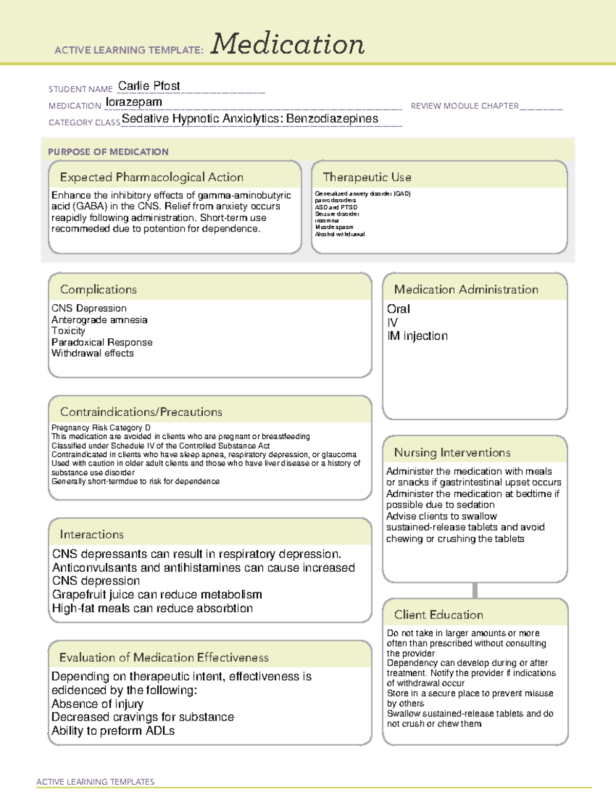 Medication template 4 - ACTIVE LEARNING TEMPLATES Medication STUDENT ...