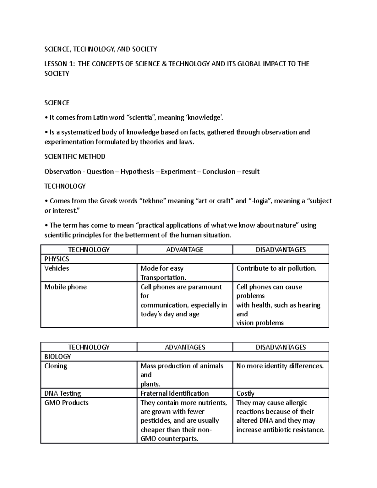 STS Reviewer - lecture notes about Science, Technology and Society ...