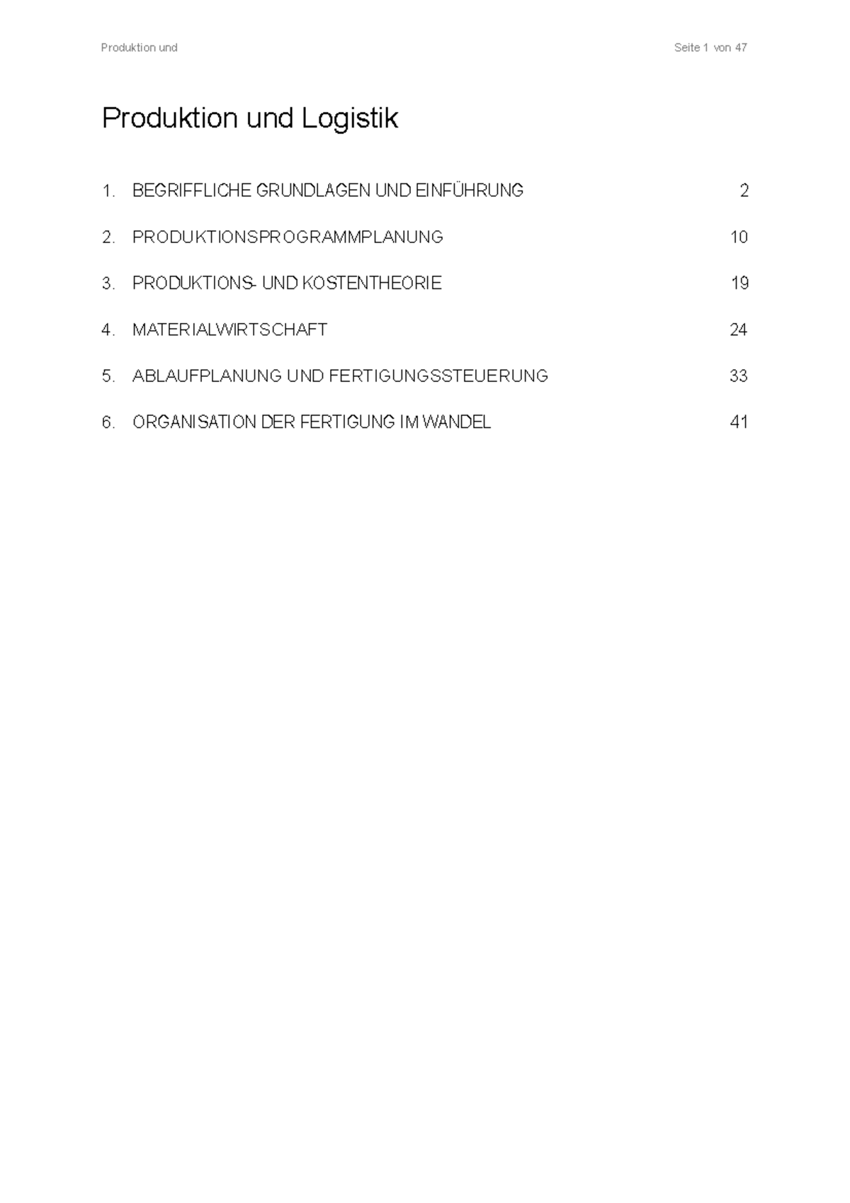 Zusammenfassung Produktion Und Logistik - ProduktionundLogistik ...