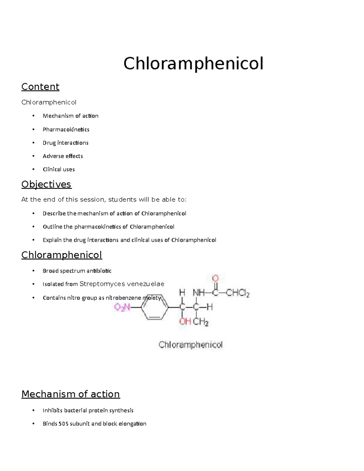 Chapter 24 Chloramphenicol Chloramphenicol Content Chloramphenicol