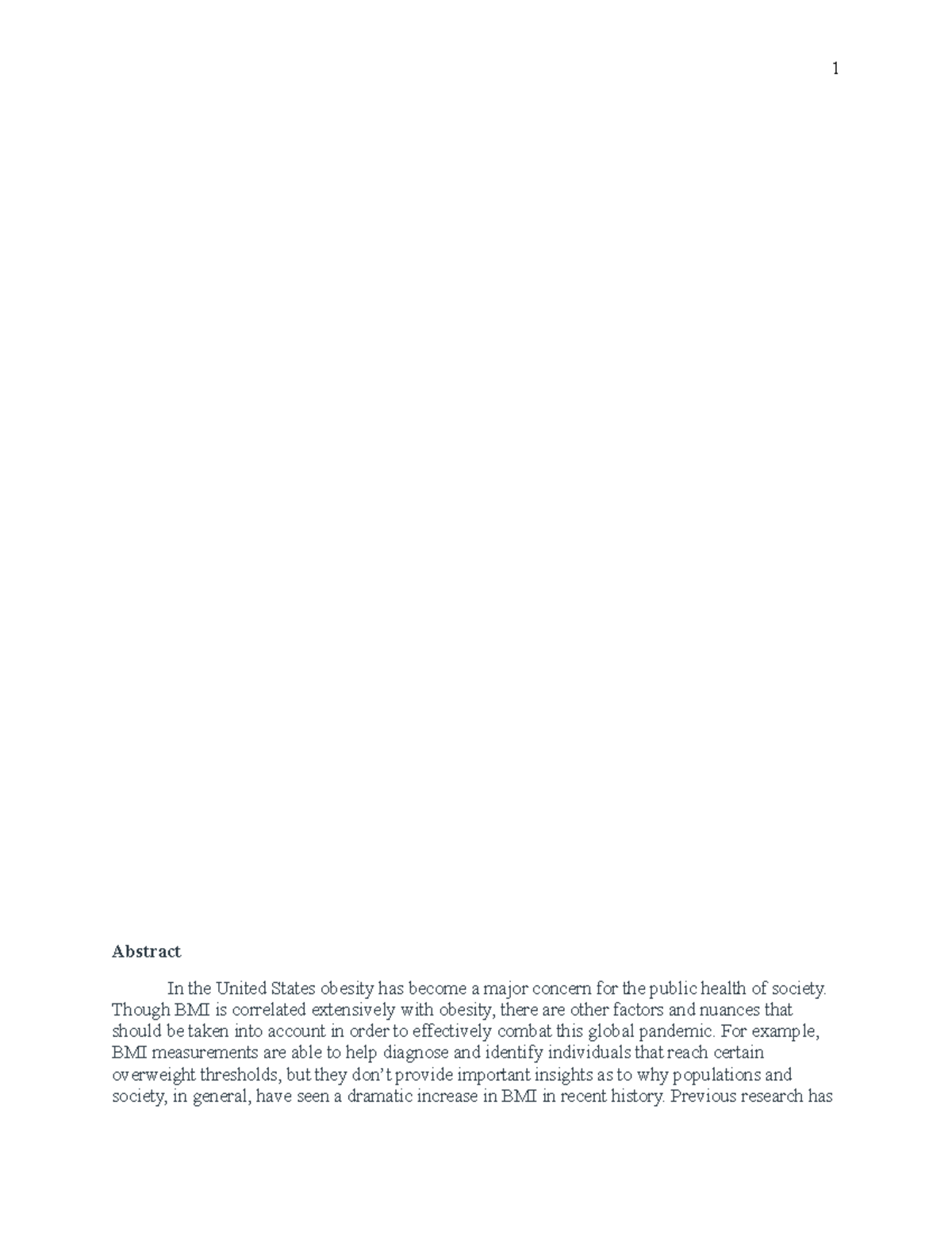 Public Health 102 - Reseach Paper - Abstract In the United States ...