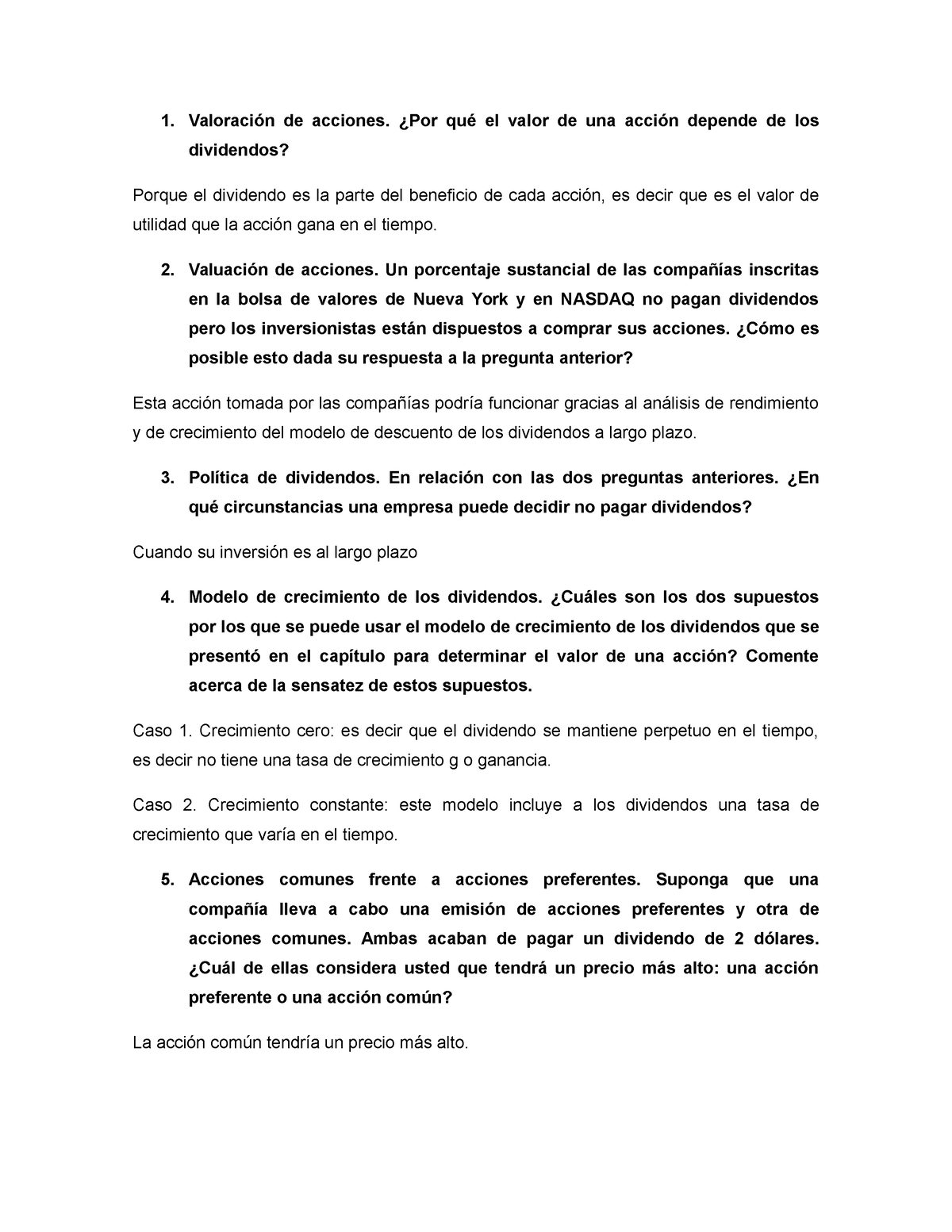 Toaz - Valoración de acciones. ¿Por qué el valor de una acción depende ...