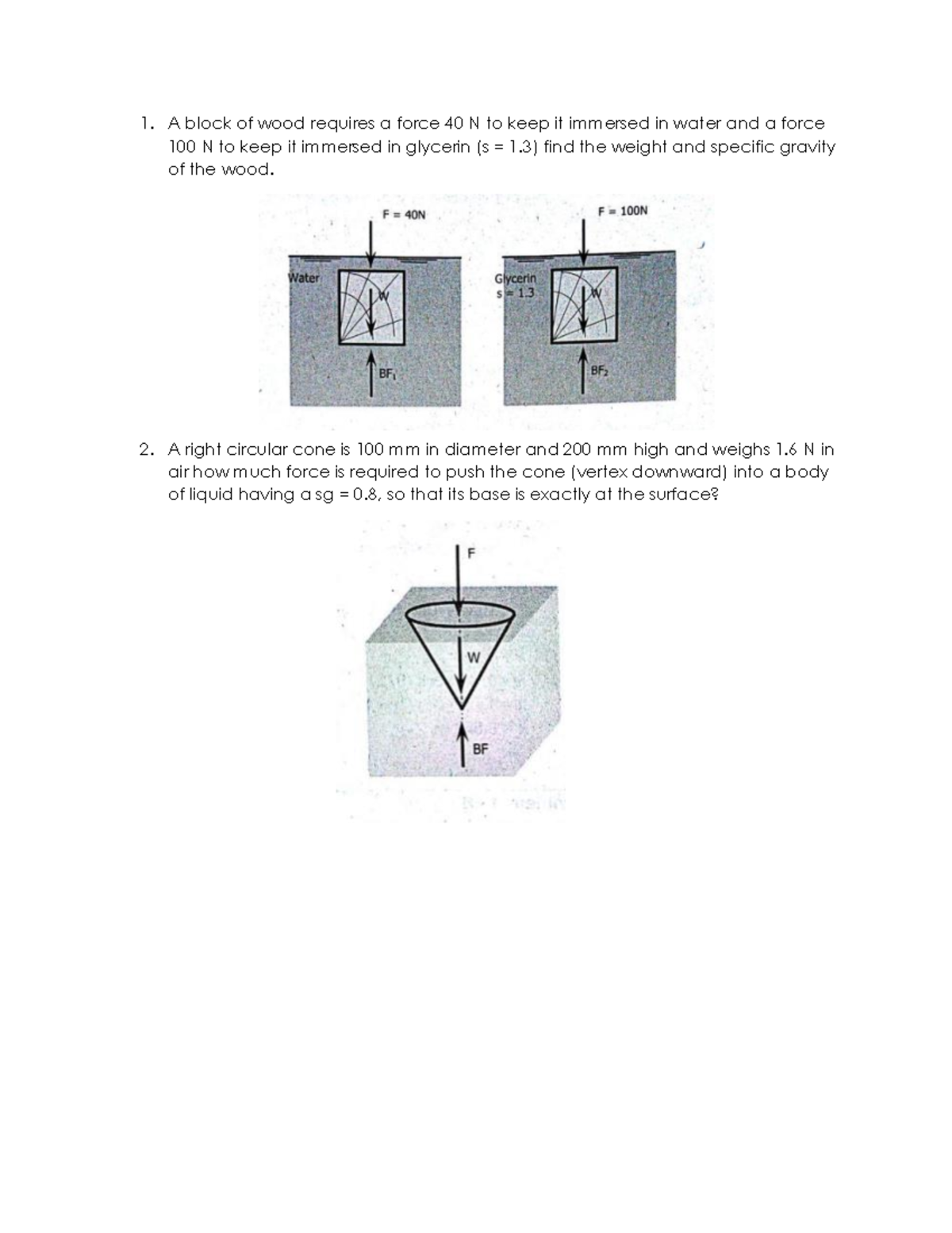 Assignment in Fluid Mechanics - Engineering - A block of wood requires ...