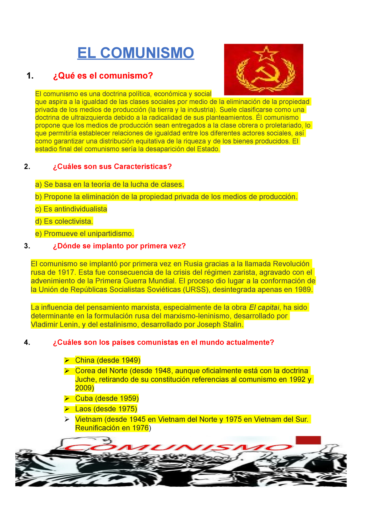 EL Comunismo Exposicion Lunes - EL COMUNISMO 1. ¿Qué Es El Comunismo ...