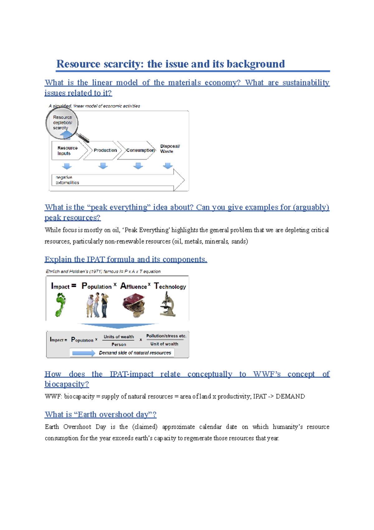 Resource scarcity - How does the relate conceptually to concept of ...