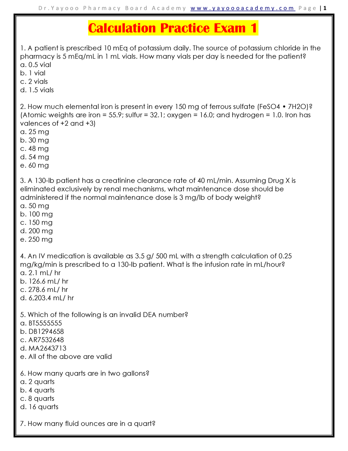 Nursing Dosage Calculation Practice Worksheets With Answers TUTORE