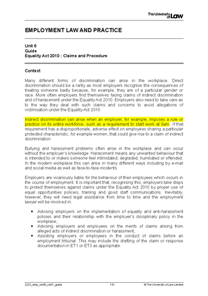 2223 emp ws05 ce01 guide - EMPLOYMENT LAW AND PRACTICE Unit 5 Guide ...