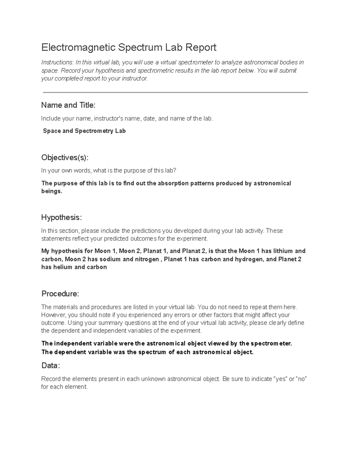 Spectrum Lab Report Spectrum Lab Report Instructions In this