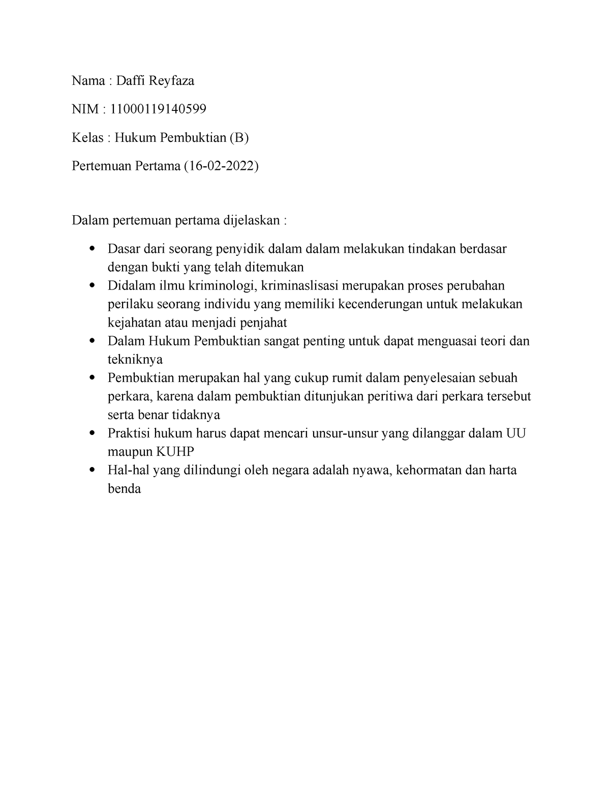 Tugas Resume 1 Hukum Pembuktian (B) - Nama : Daffi Reyfaza NIM ...