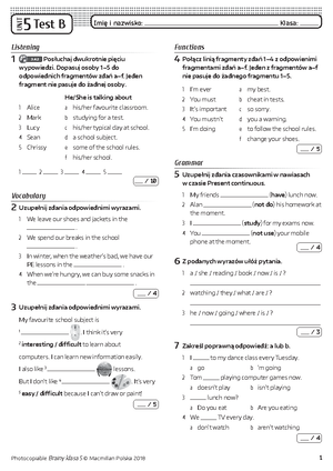 Brainy Kl5 Unit Tests Answer Key - UNIT 1 Unit 1 Test A 1 1F 2F 3T 4T ...