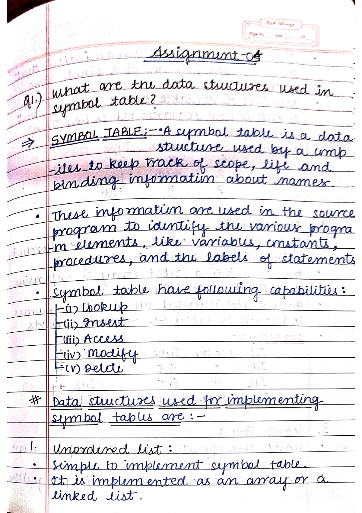 assignment in compiler design