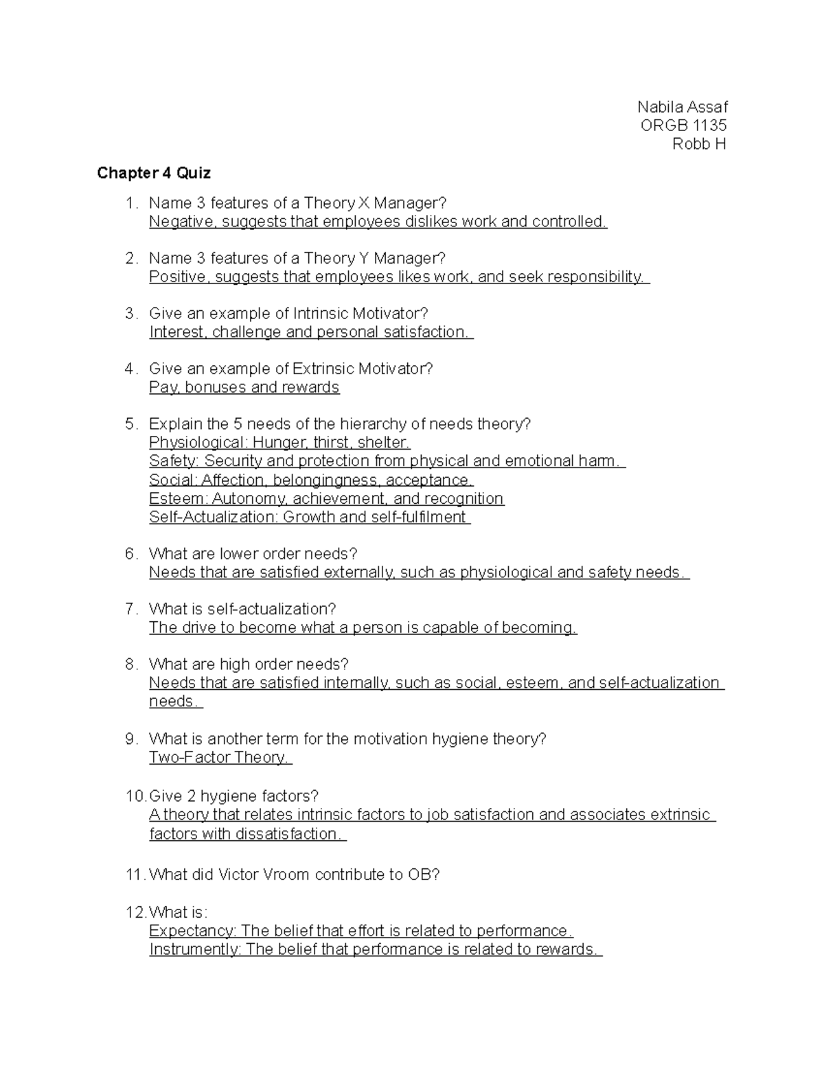 QUIZ 2 17 April 2016, Questions And Answers - Nabila Assaf ORGB 1135 ...