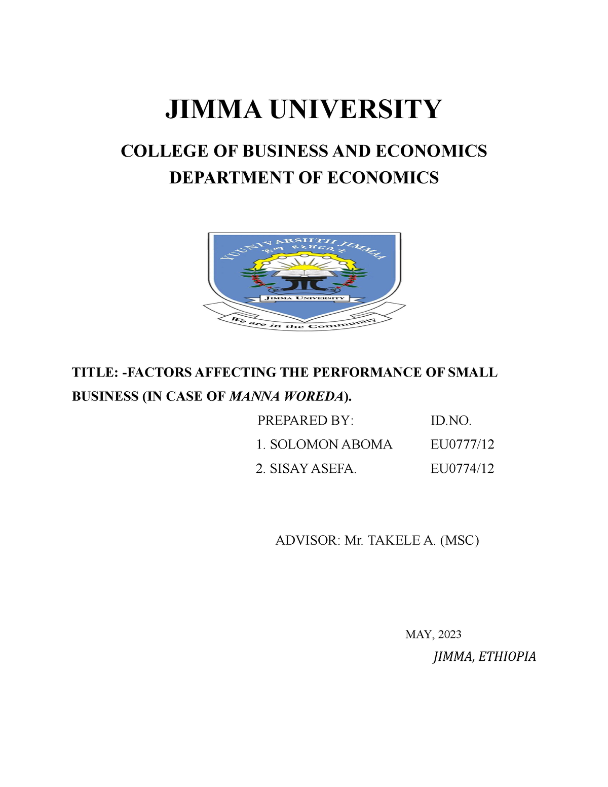 jimma university legal research proposal pdf