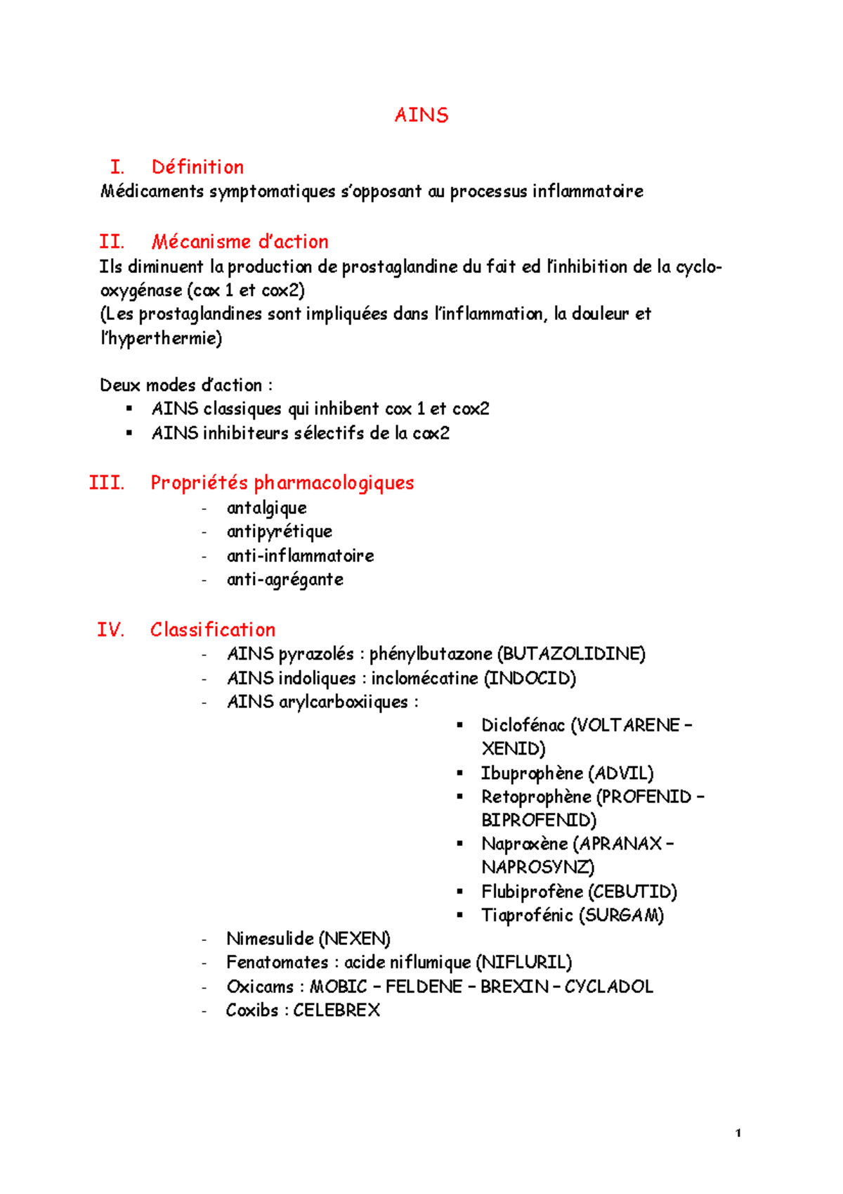 Ains - Bilogier - 1 AINS I. Définition Médicaments symptomatiques s ...