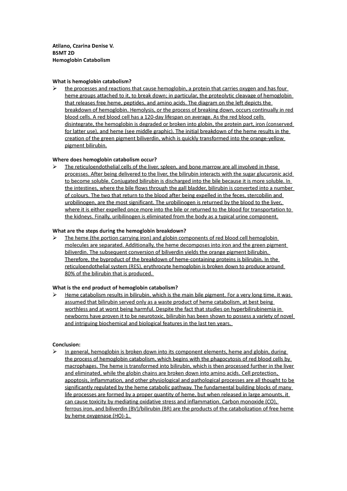 Atilano-Hemoglobin Catabolism - Atilano, Czarina Denise V. BSMT 2D ...