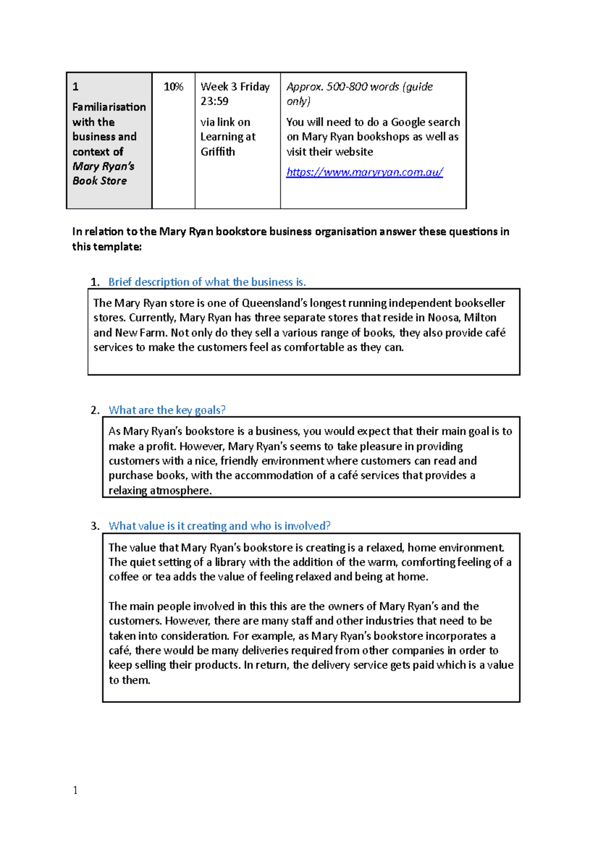 information systems assignment 1