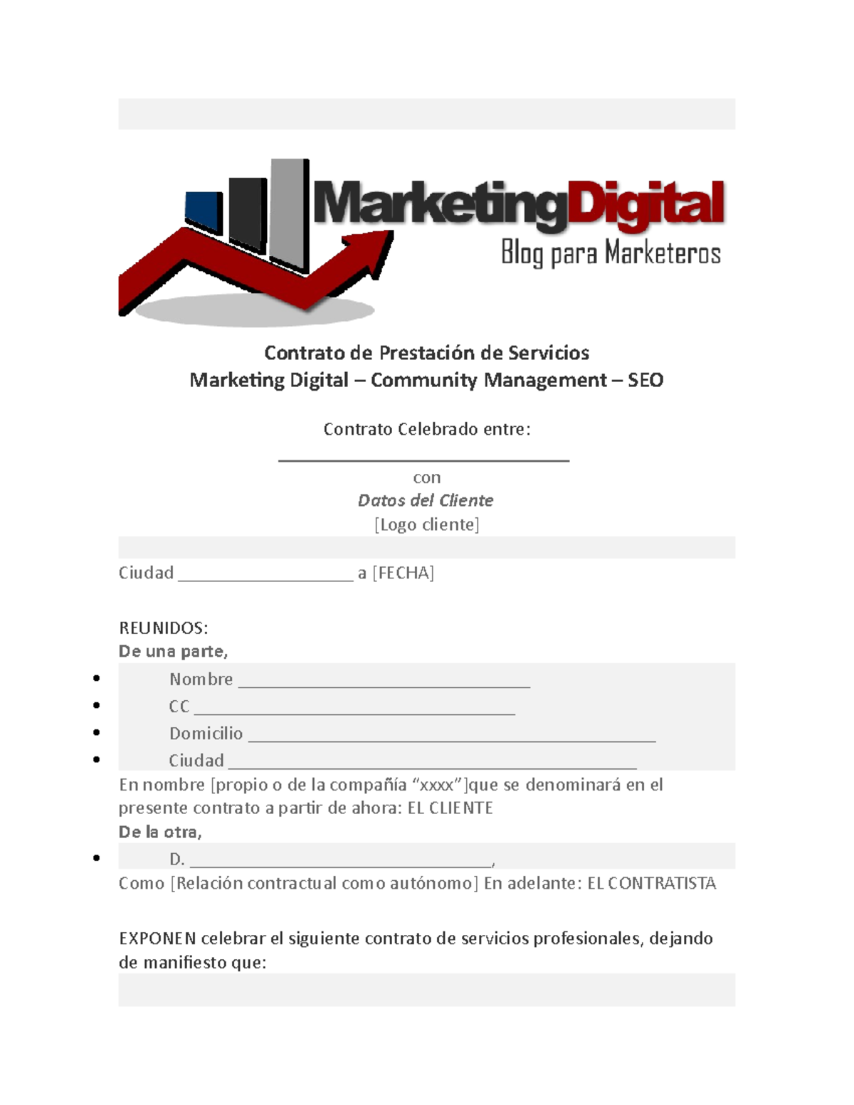 Contrato De Prestación De Servicios Marketing Digital - Contrato De ...