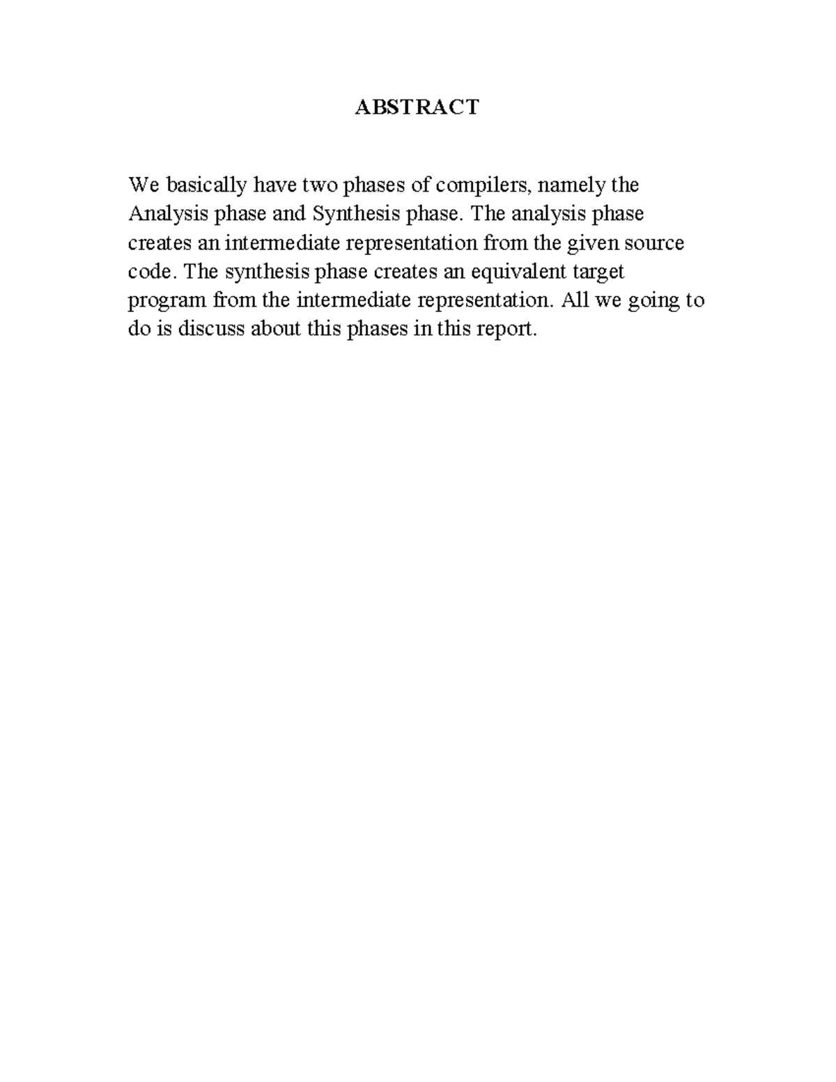 CA2-Reports on Compiler Design Topics 15 - ABSTRACT We basically have ...