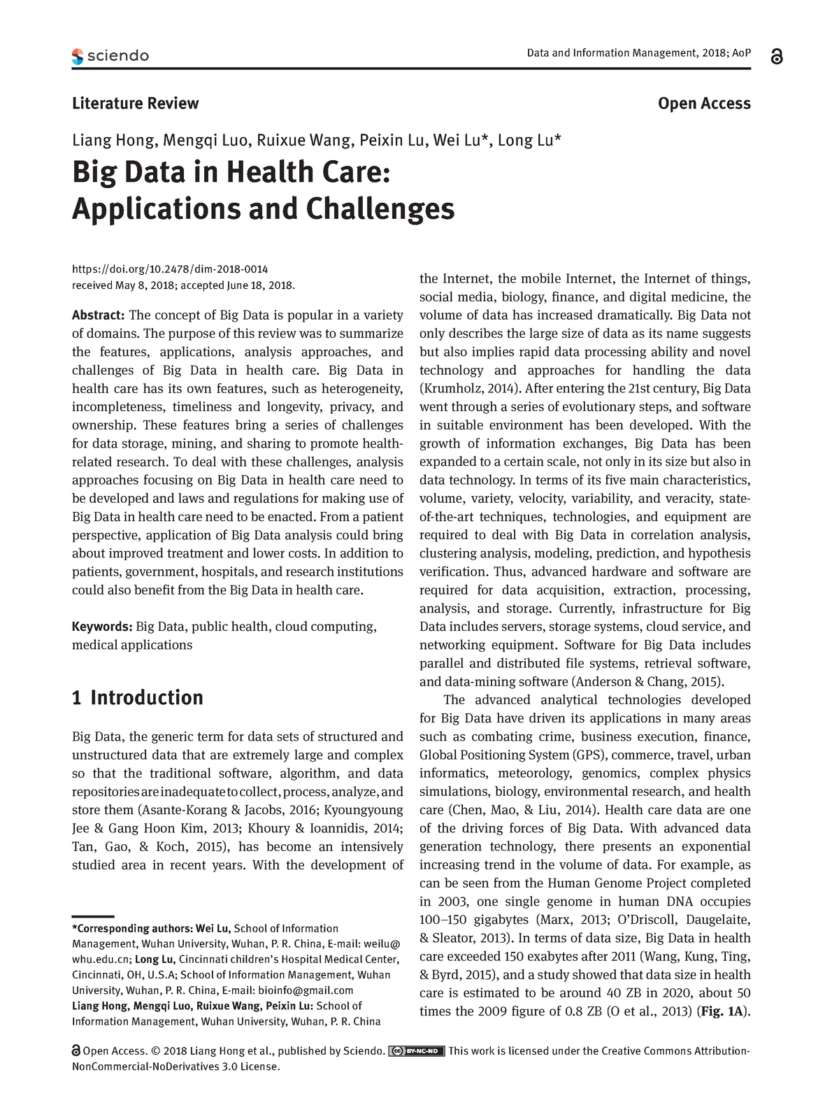 Big Data In Health Care Applications And Challenge - Data And ...