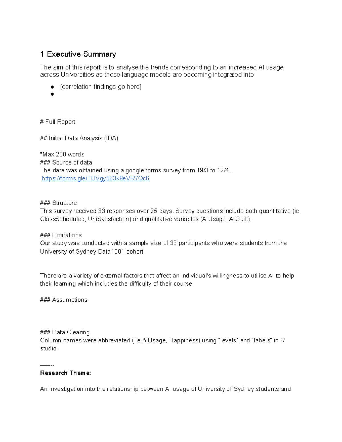 Code of the course - 1 Executive Summary The aim of this report is to ...