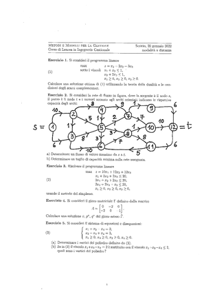 OLS 14 - mmg - Ottimizzazione Lineare e Statistica (12 CFU) Scritto, 14 ...