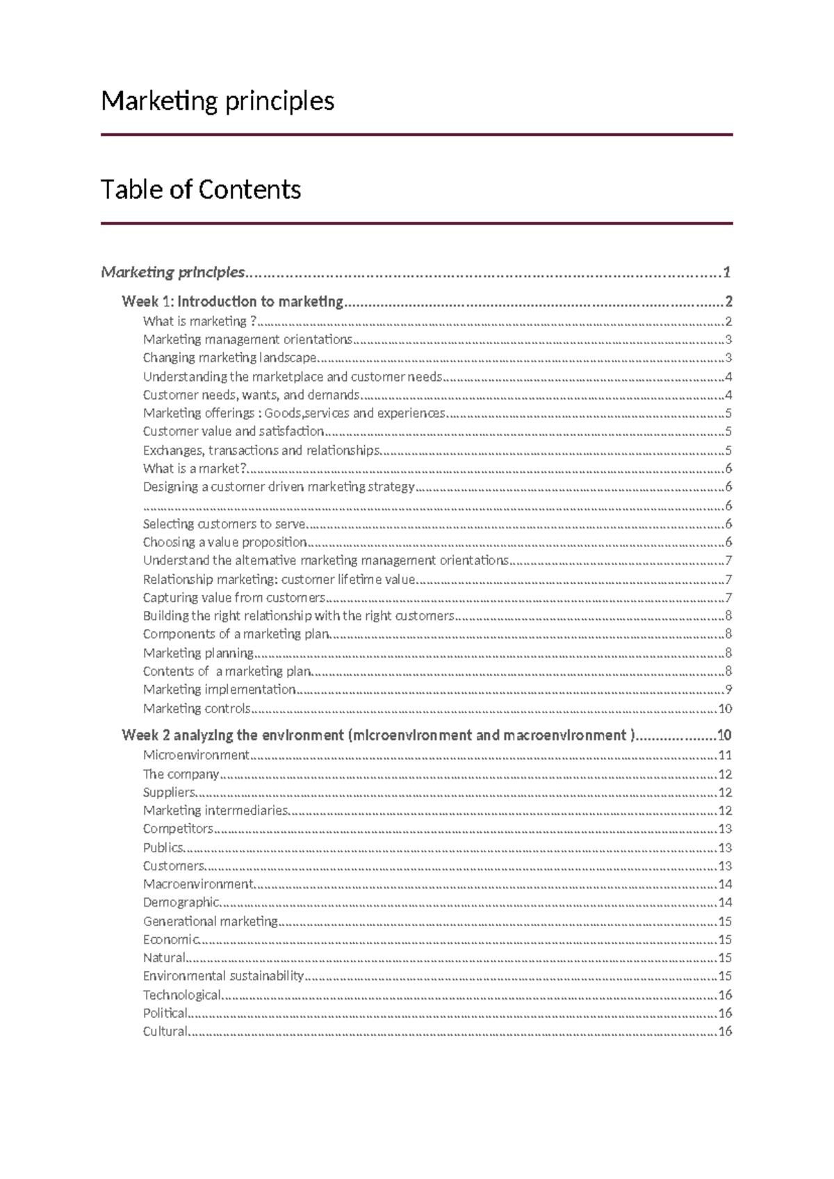 Marketing principles - notes - Marketing - Studocu